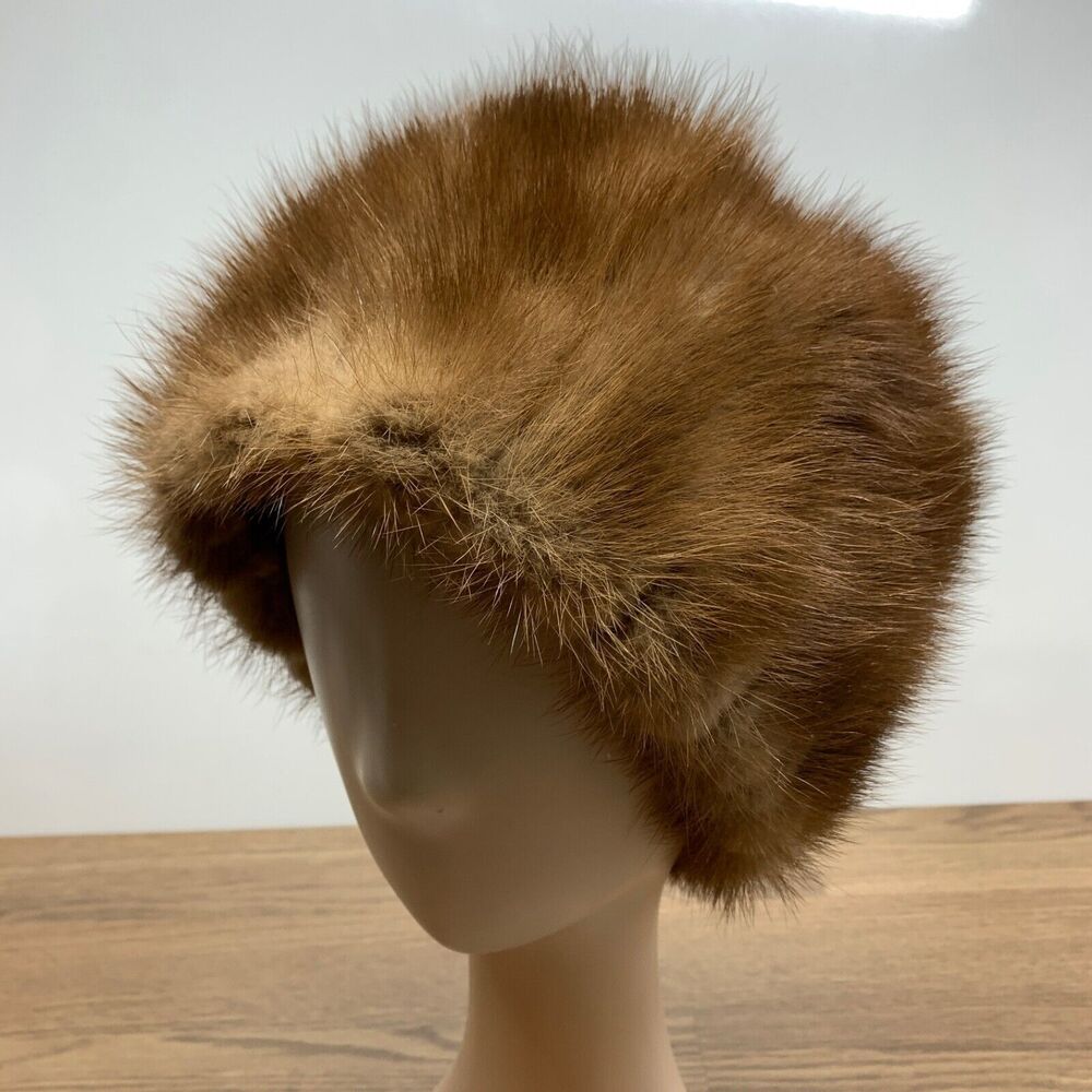 Vintage‎ Mr. John Jr. Elite Mink real Fur Hat Womens Y2k Luxury